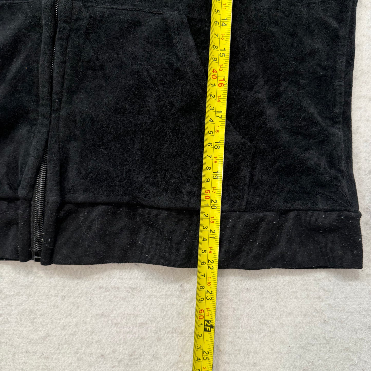 Juicy Couture Women's Black Velour Tracksuit Set Hoodie & Pant Crown Logo Size L