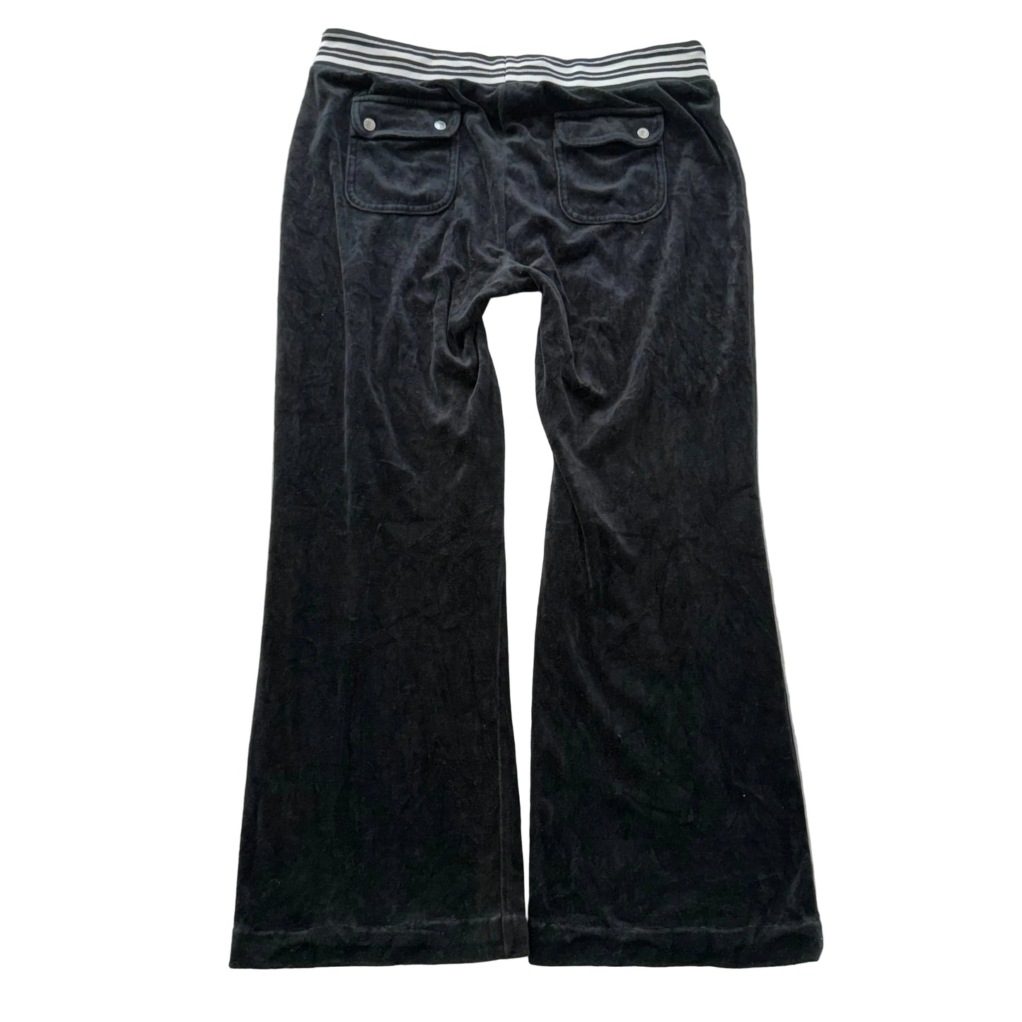 Juicy Couture Layla Women's Black Velour Flared Leg Track Pant Drawstring Size L