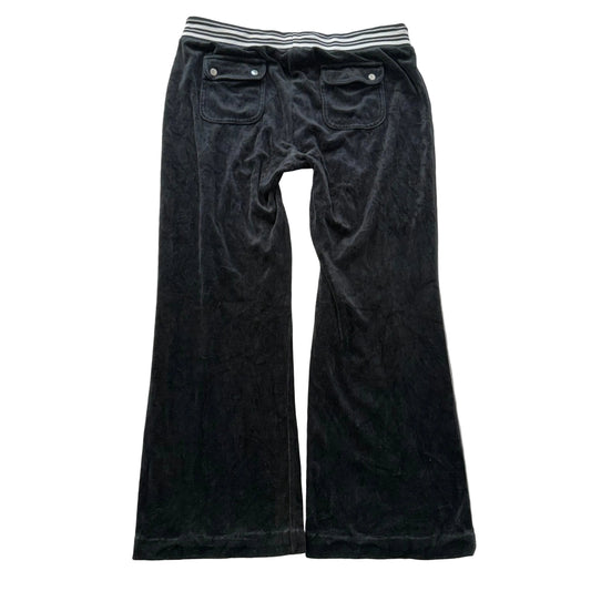 Juicy Couture Layla Women's Black Velour Flared Leg Track Pant Drawstring Size L