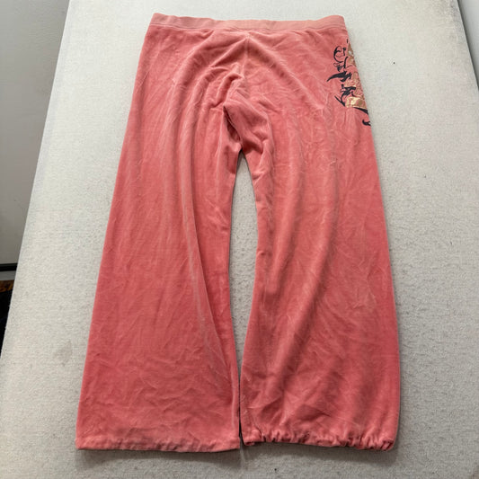 Juicy Couture Wrap you up in my love Women Coral Pink Velour Flared Pant Size XL