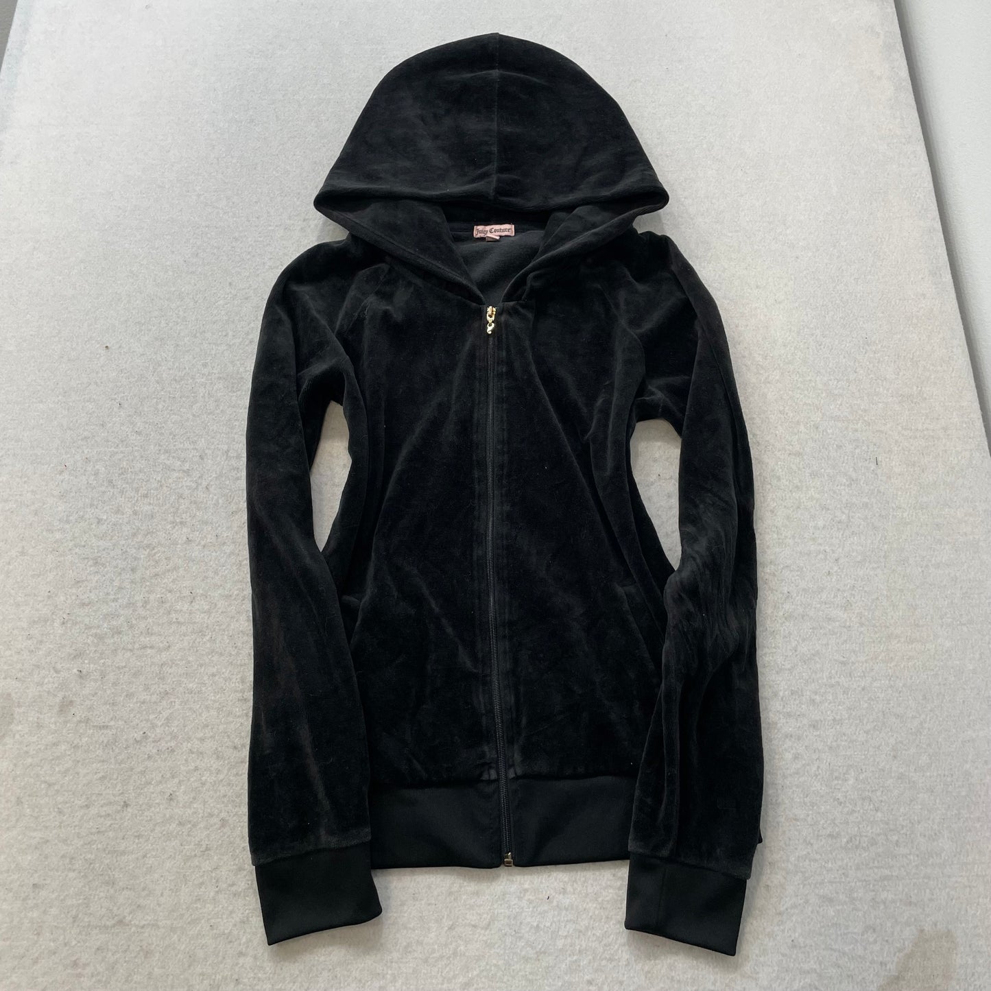 Juicy Couture Women's Black Velour Tracksuit Sets Graphic Hoodie & Pant Size S/L