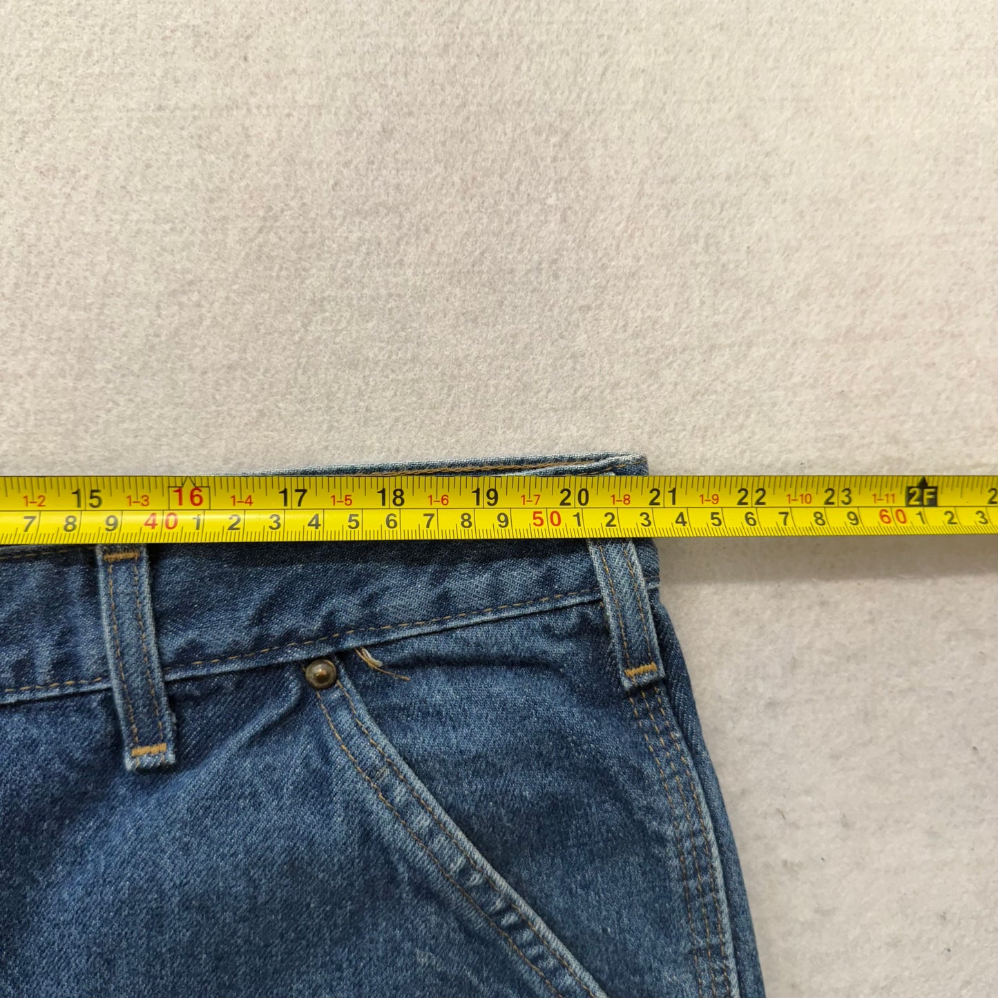 Carhartt Men's Blue Denim Double Knee Baggy Carpenter Jeans Hammer Loop Size 42