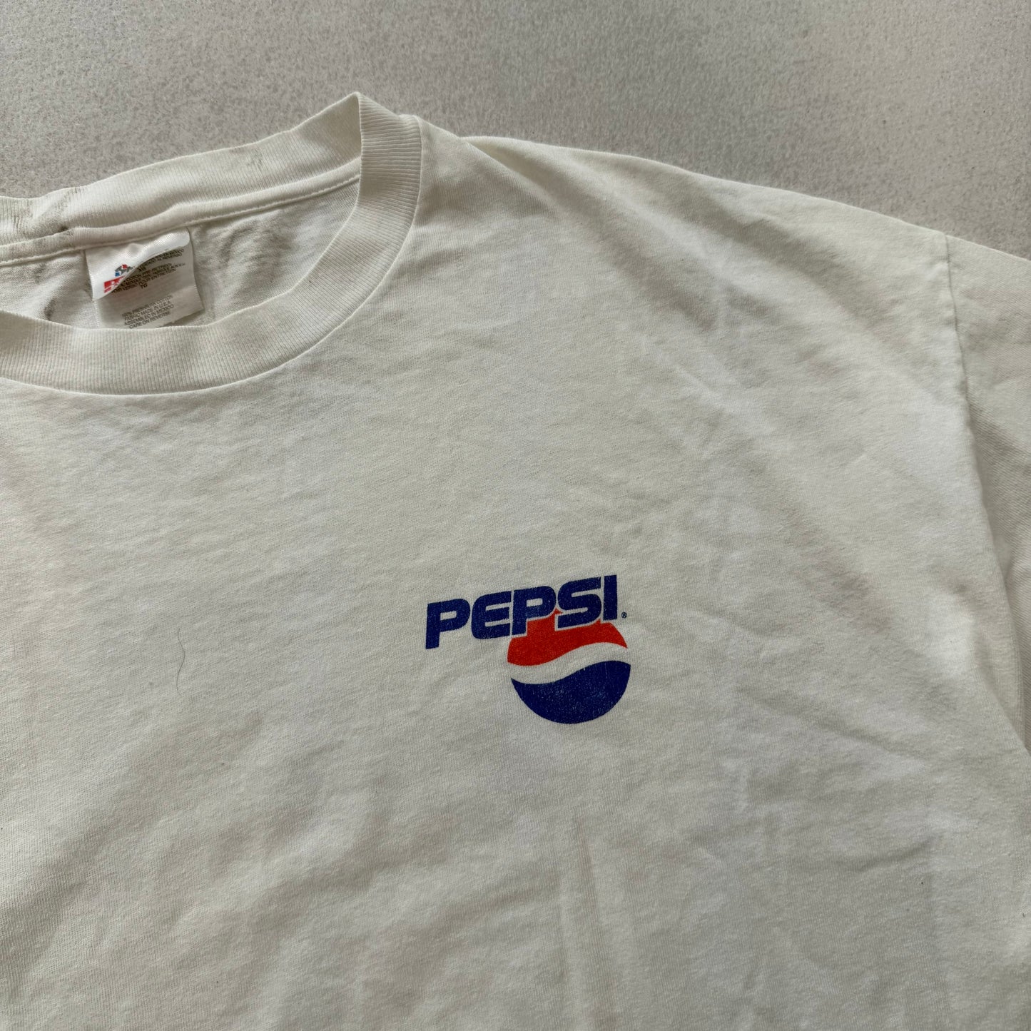 Stedman by Hanes Men's White T-Shirt Short Sleeves Crew Neck Pepsi Logo Size XL
