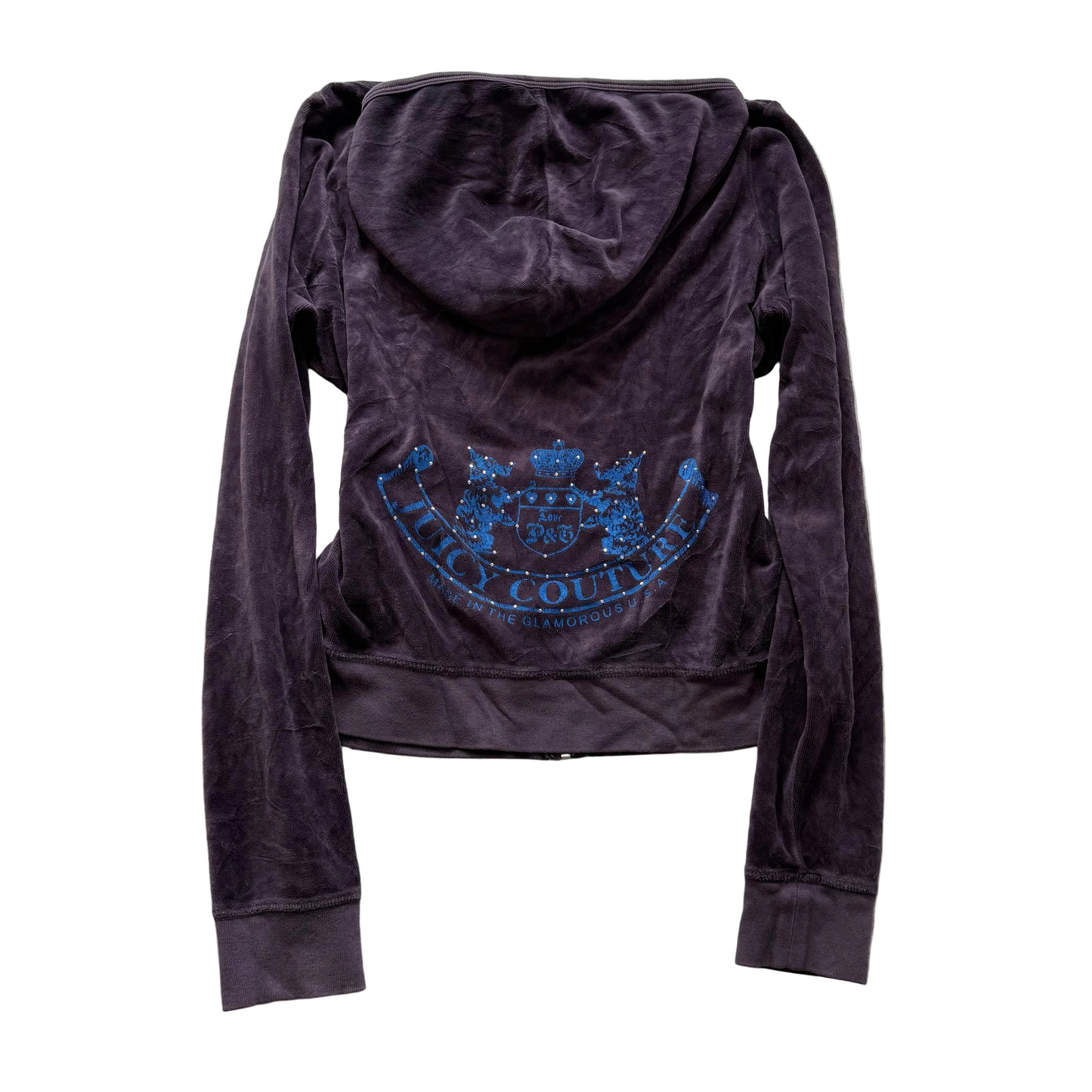 Juicy Couture Scottie Dogs Women's Charcoal Gray Velour Full Zip Hoodie Size XL