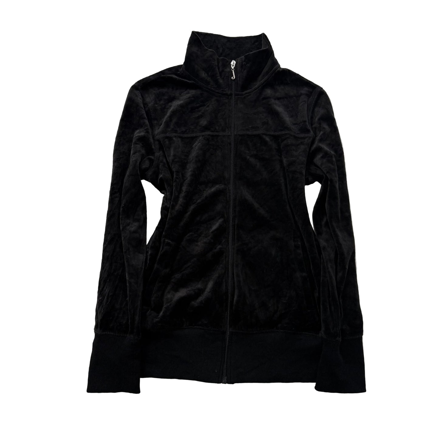Juicy Couture Black Velour Full Zip Track Jackets Slim Fit Long Sleeve Size L