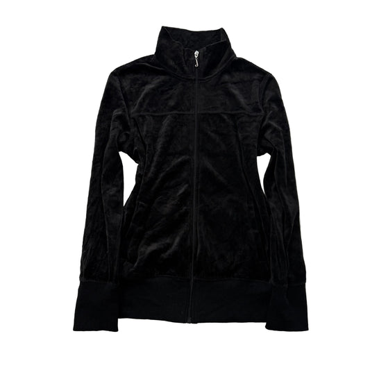 Juicy Couture Black Velour Full Zip Track Jackets Slim Fit Long Sleeve Size L