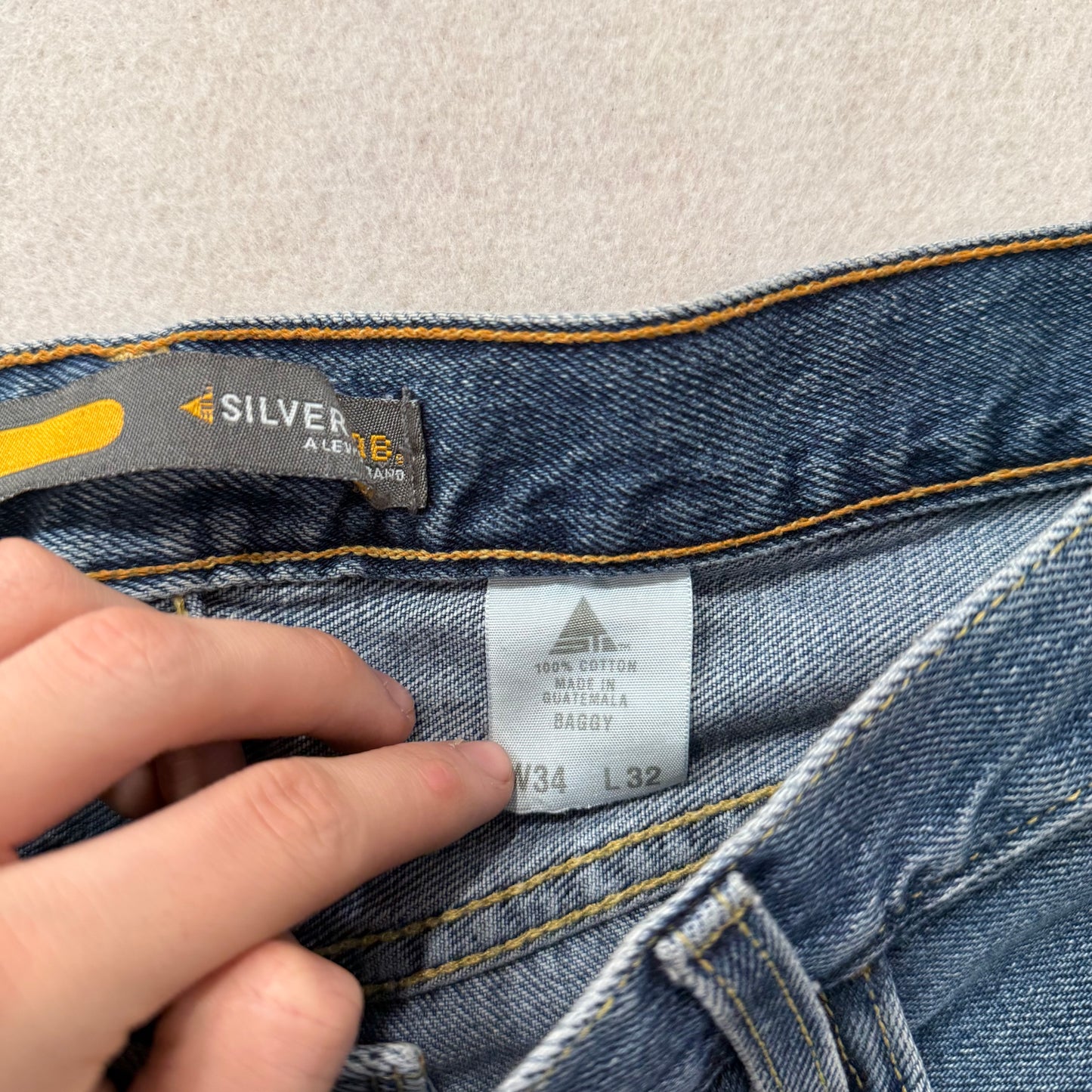 Silver Jeans Baggy Relaxed Fit Mid Rise Blue Denim Jeans Size L W36