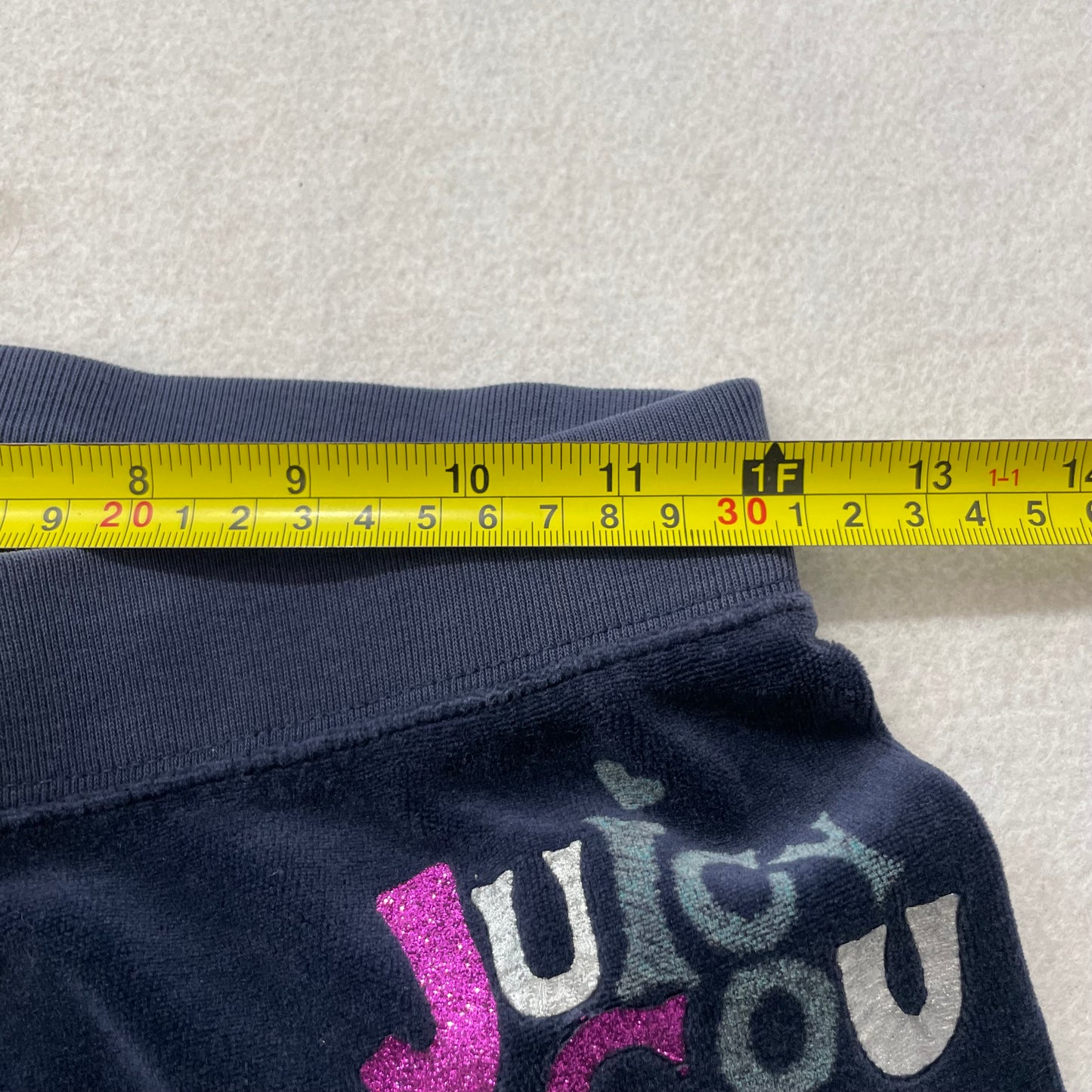 Juicy Couture Women's Navy Velour Flared Track Pant Graphic Logo Preppy Size 10