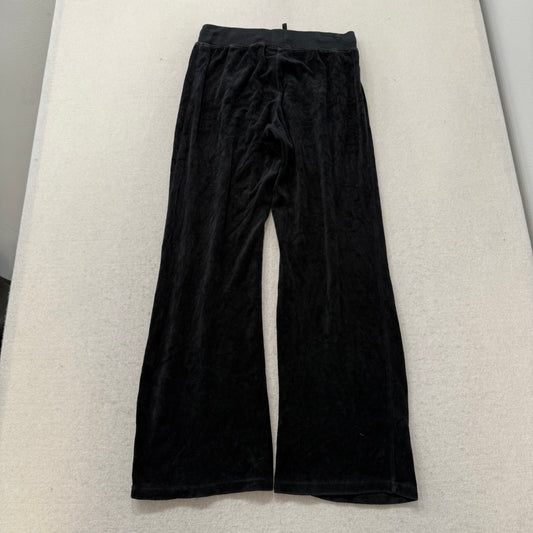 Vintage Juicy Couture Women's Black Velour Flared Wide Leg Track Pant Y2k Size S