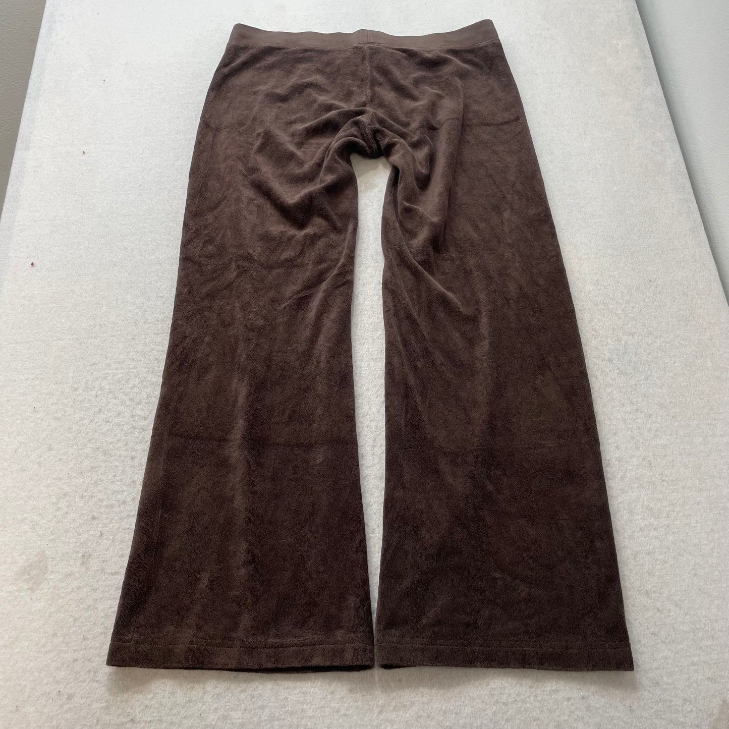 2003 Vintage Juicy Couture Women Dark Brown Velour Flared Leg Track Pants Size L