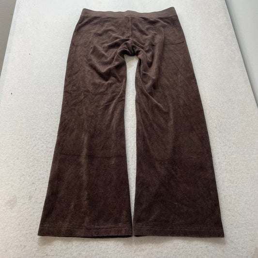 2003 Vintage Juicy Couture Women Dark Brown Velour Flared Leg Track Pants Size L