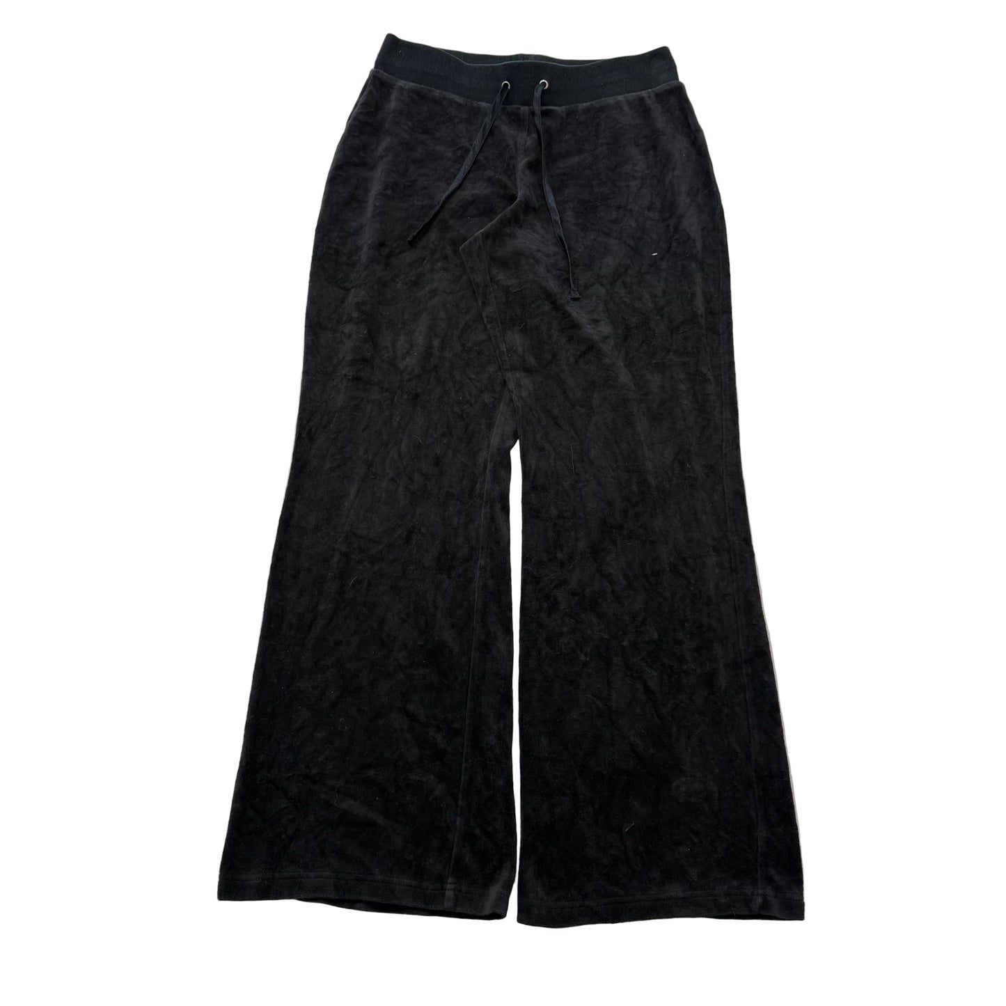 Juicy Couture Women's Black Velour Flared Wide Leg Track Pants High Rise Size M
