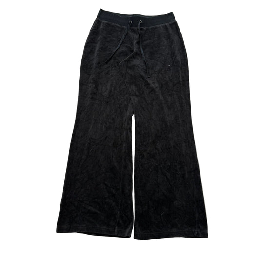Juicy Couture Women's Black Velour Flared Wide Leg Track Pants High Rise Size M