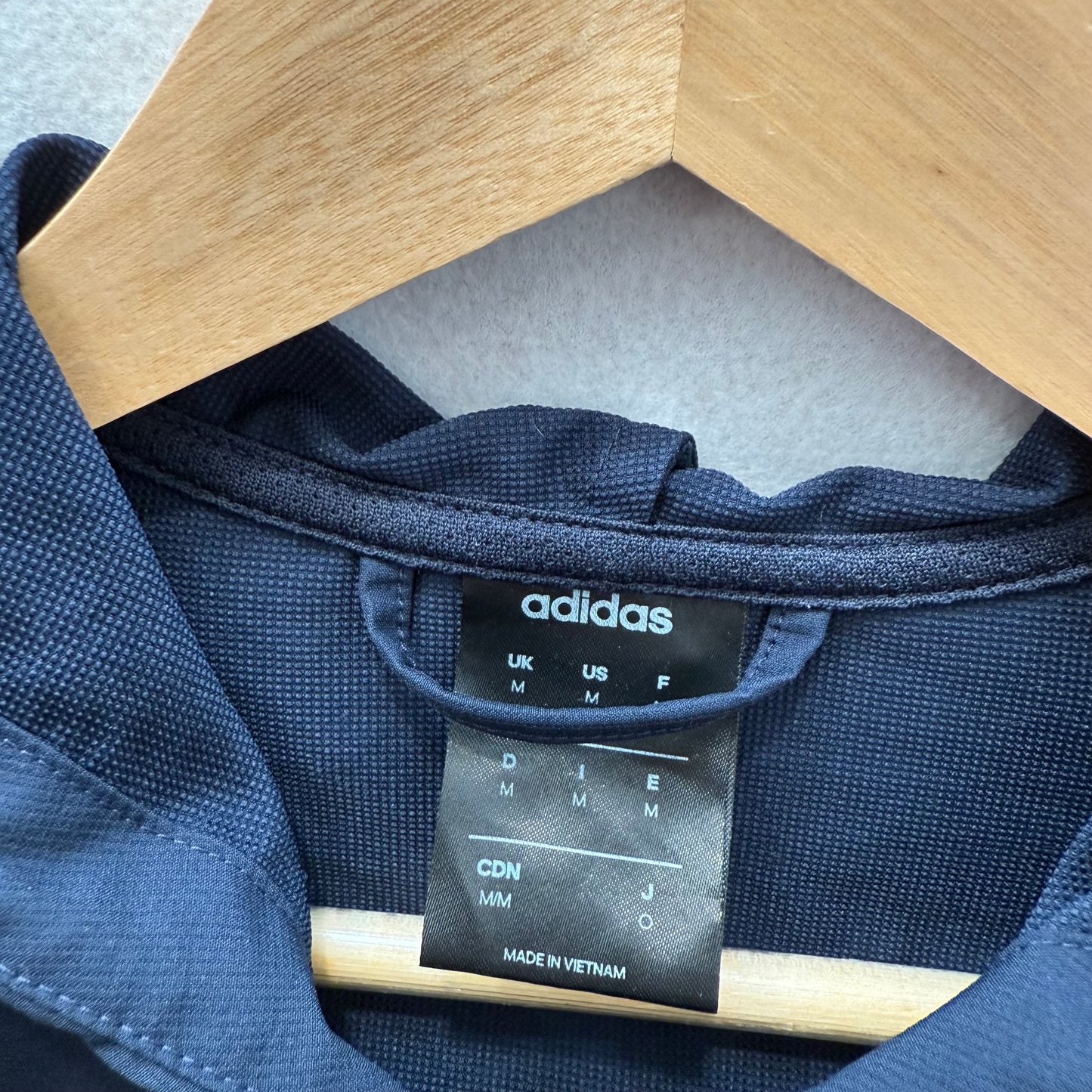 Adidas Men's Navy Full Zip Track Jacket Hooded Pockets Elasticated Cuffs Size M