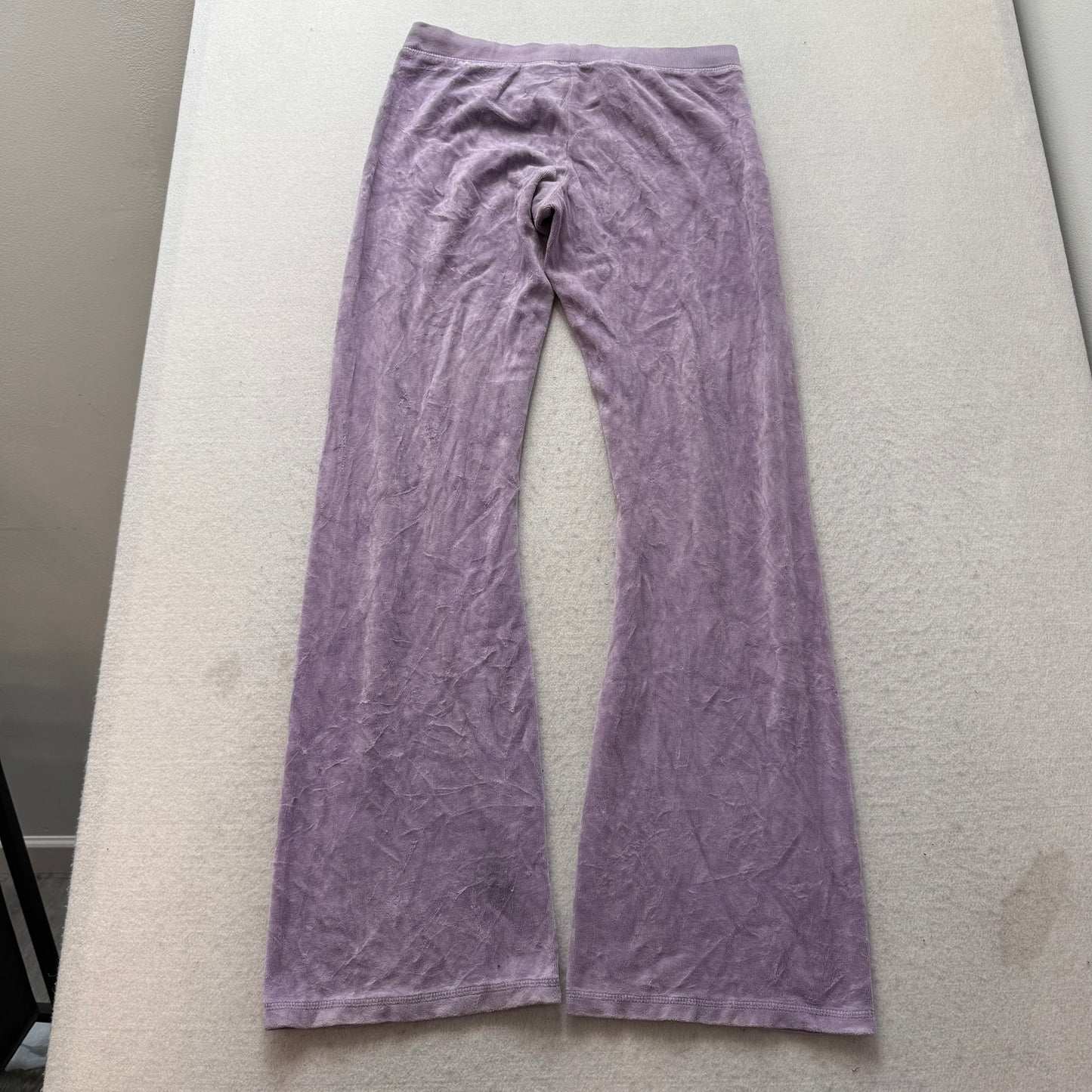 Vintage Juicy Couture Women's Dusty Purple Velour Flared Leg Track Pants Size S
