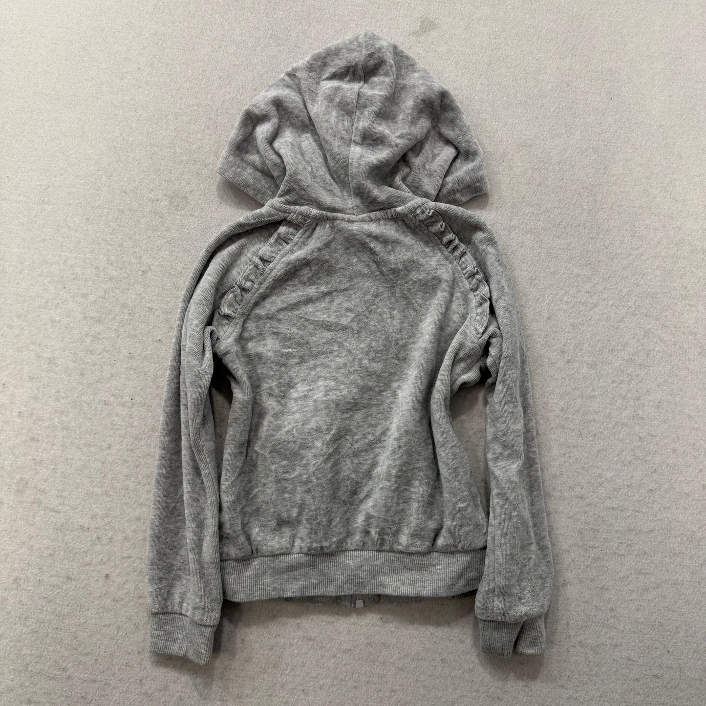 Juicy Couture Girl's Heather Gray Velour Full Zip Hoodie Heart Logo Y2K Size 4T