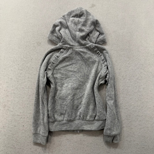 Juicy Couture Girl's Heather Gray Velour Full Zip Hoodie Heart Logo Y2K Size 4T