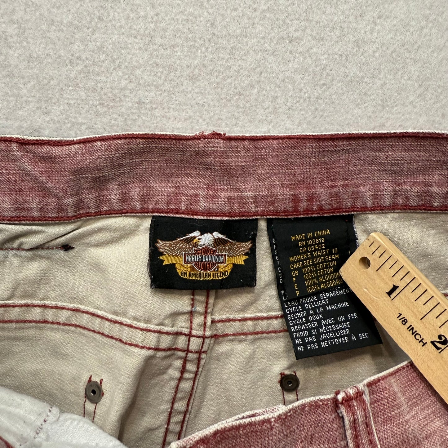 Vintage Harley-Davidson dusty rose snap button pants size 30