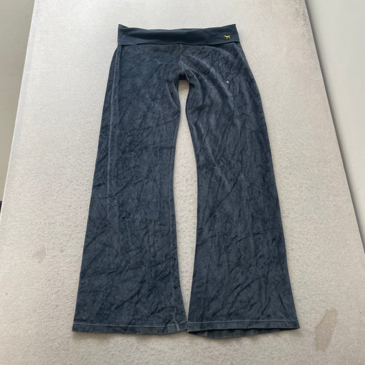Victoria's Secret PINK Womens Charcoal Gray Velour Flared Track Pant Logo Size S