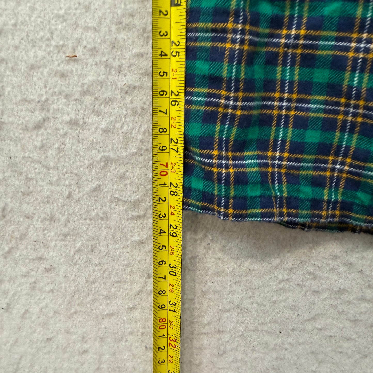 Men's Green Blue Plaid Flannel Pajama Pant Drawstring Pocket Loungewear Size W34