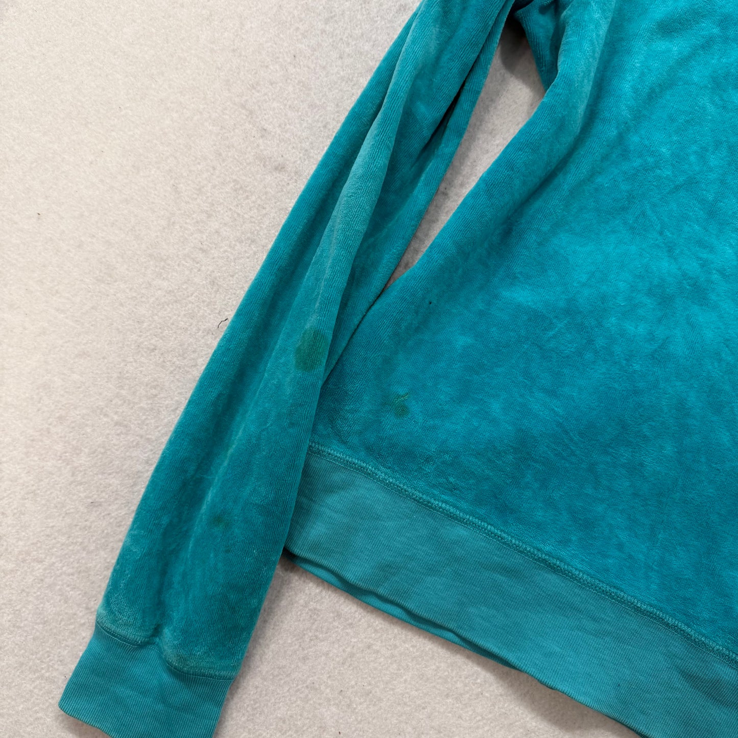 Juicy Couture Teal Blue Velour Full Zip Hoodies Long Sleeves Loungewear Size L