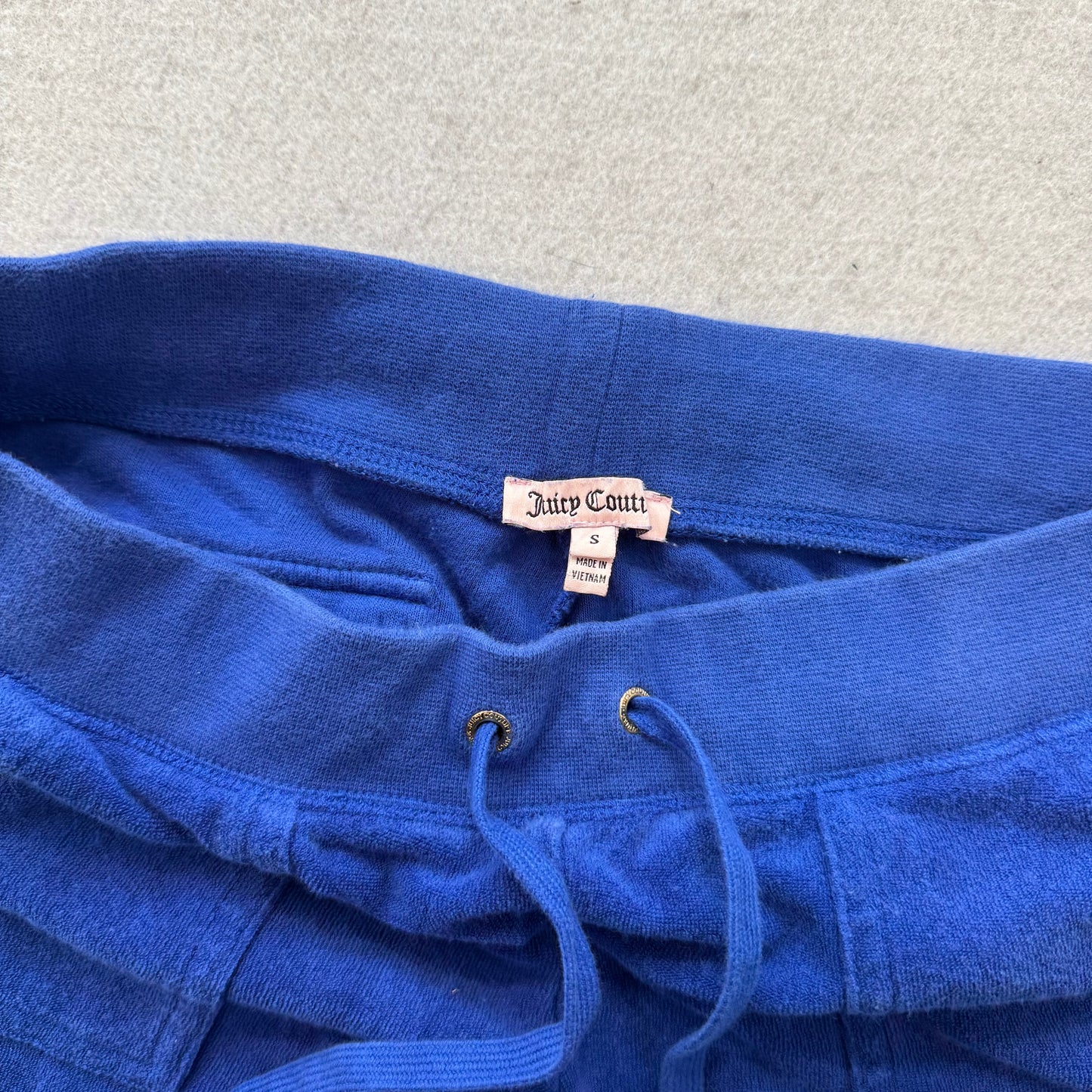 Juicy Couture Women Cobalt Blue Terry Cloth Flared Track Pant Back Pocket Size S