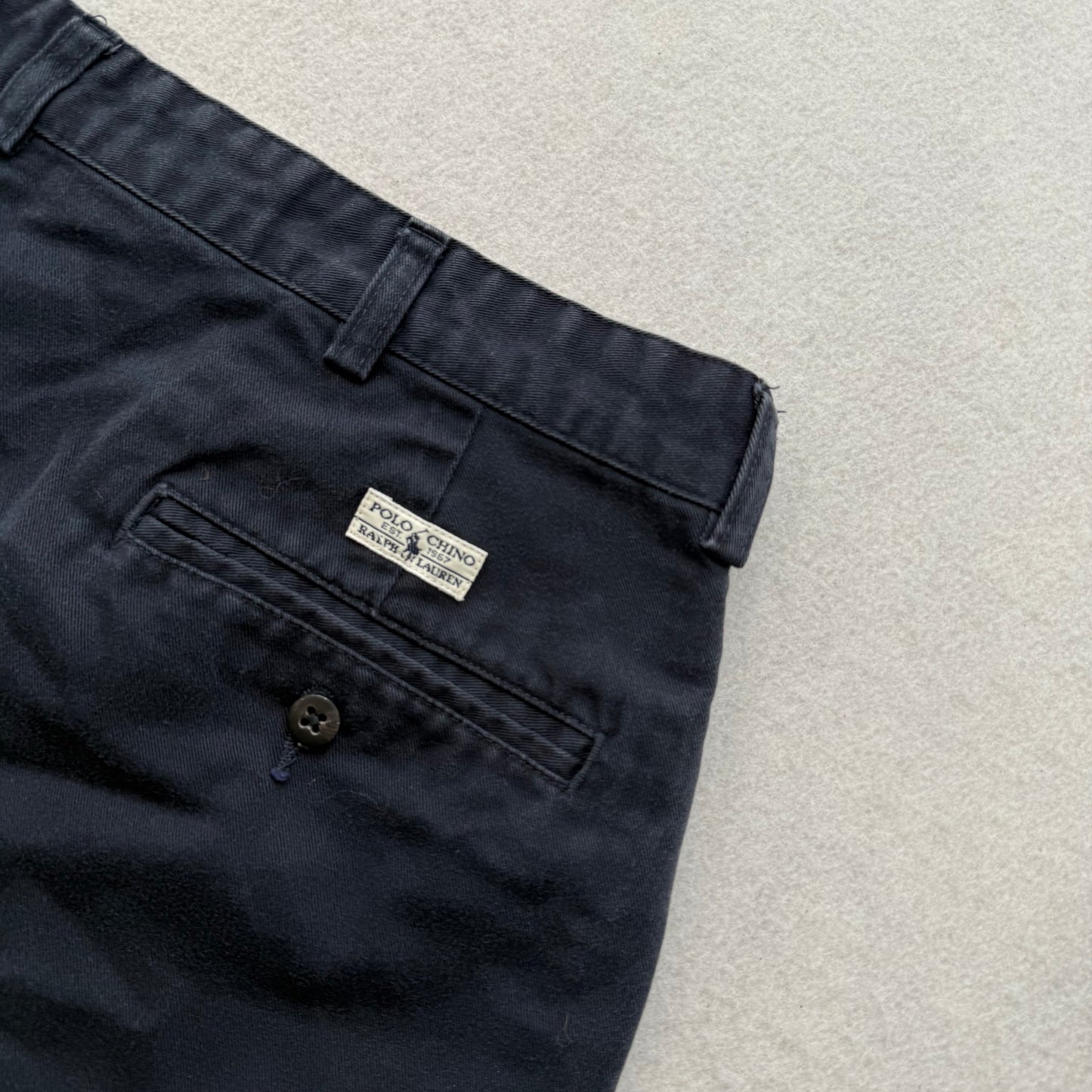 Polo by Ralph Lauren Men's Navy Blue Cotton Chino Shorts Pleated Front Size 34