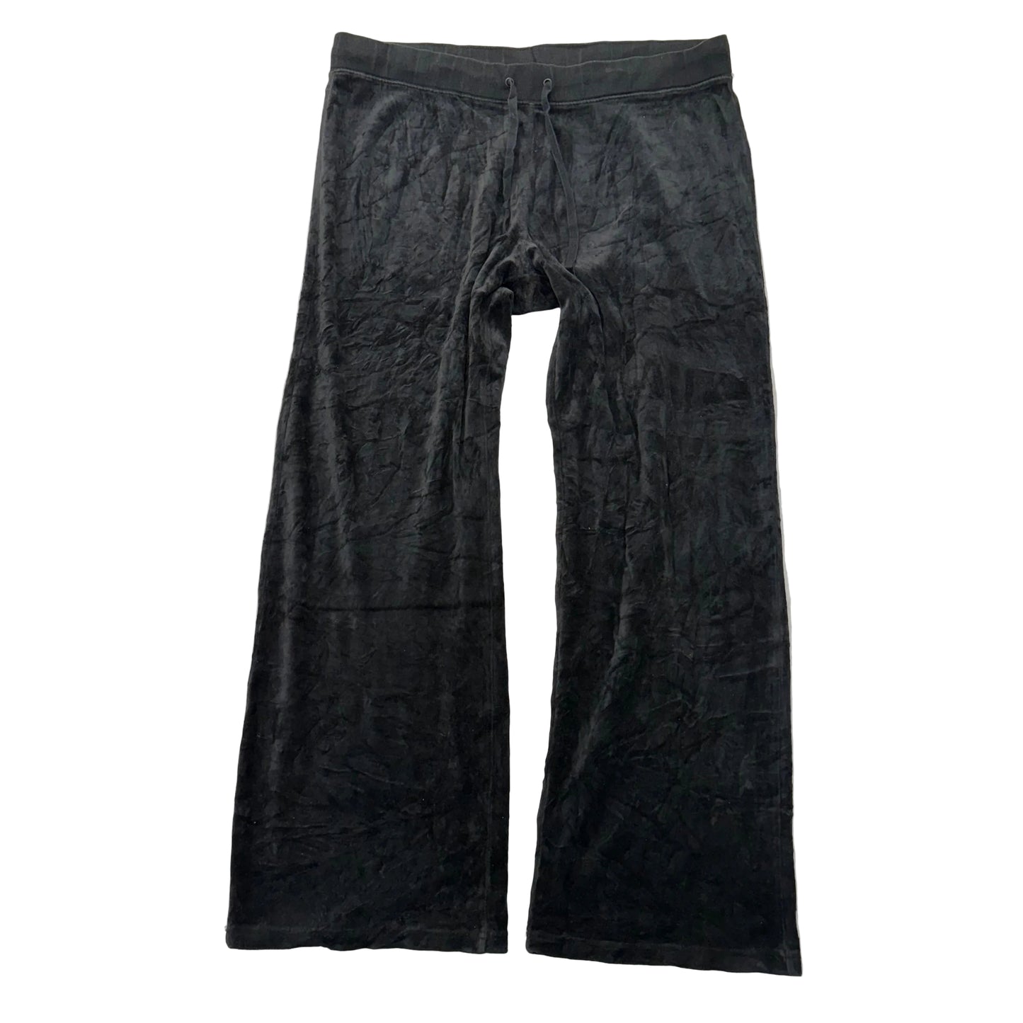 Vintage Juicy Couture Black Drawstring Flare Velour Pants Fly-Front Waistband Size XL