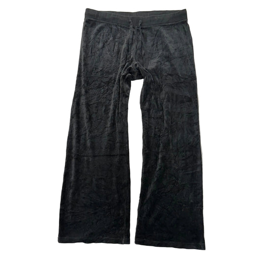 Vintage Juicy Couture Black Drawstring Flare Velour Pants Fly-Front Waistband Size XL