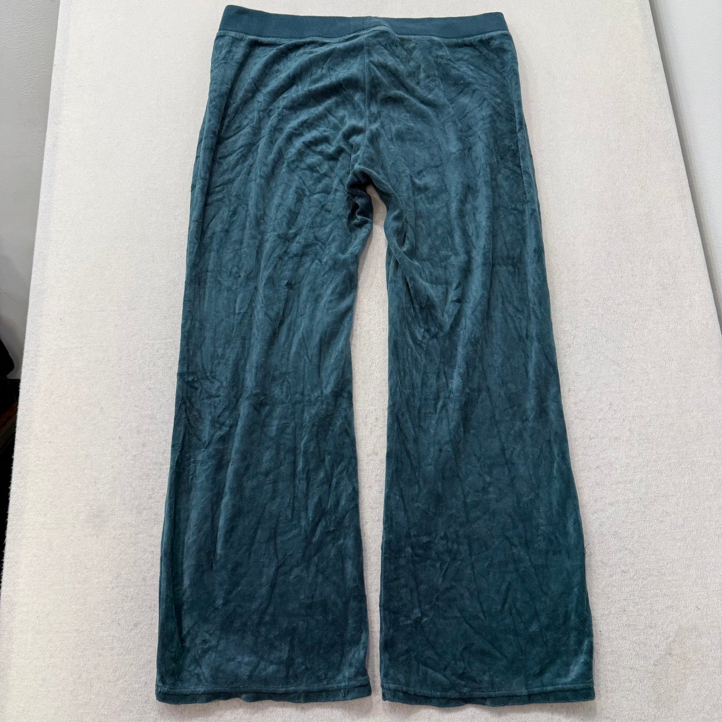 Vintage Juicy Couture Women's Teal Flared Wide Leg Track Pant Loungewear Size L