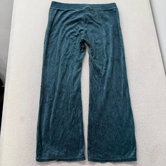 Vintage Juicy Couture Women's Teal Flared Wide Leg Track Pant Loungewear Size L