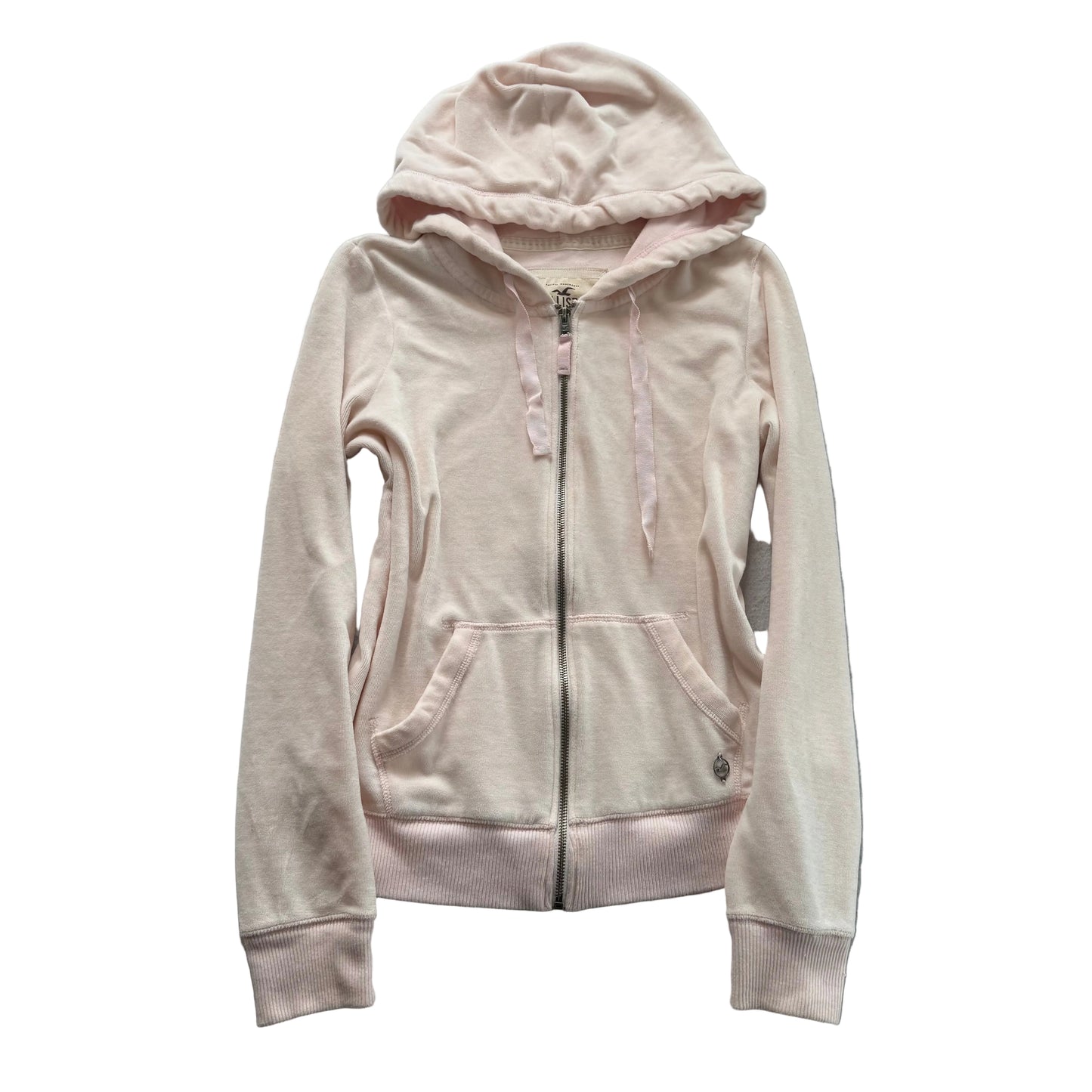 Hollister California Women's Baby Pink Velour Full Zip Hoodie Loungewear Size L