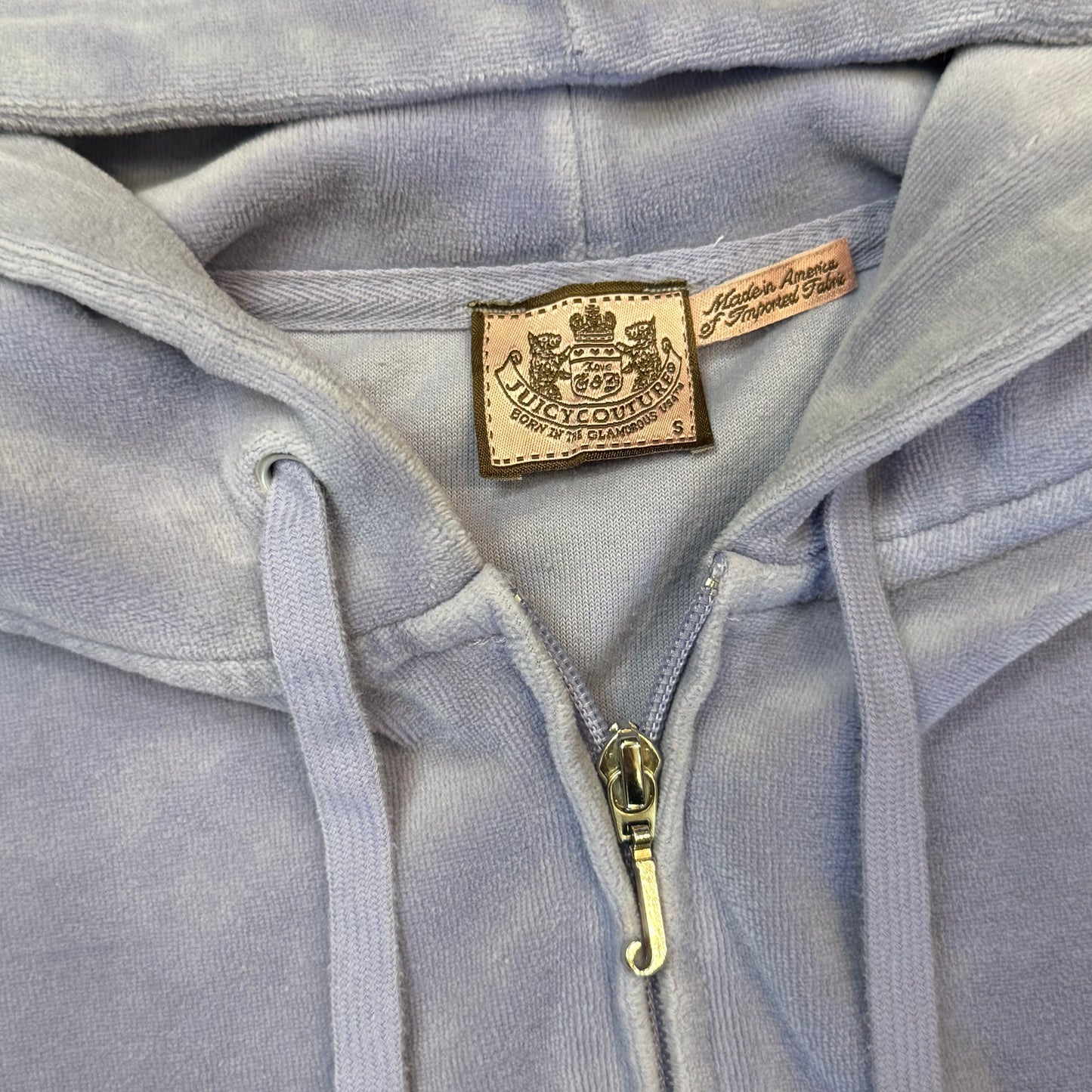 Vintage Juicy Couture Women's Lavender Velour Full Zip Hoodie Drawstring Size S