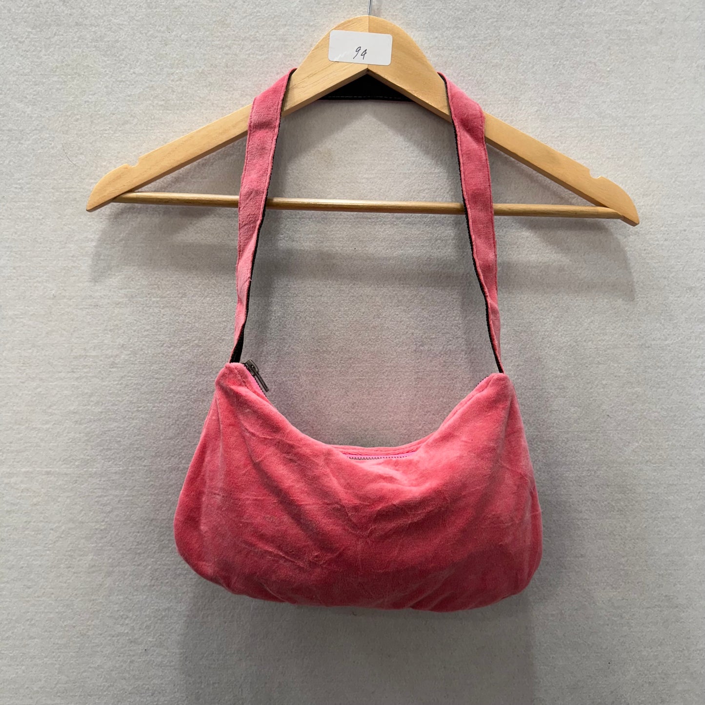 PINK Victoria's Secret Pink Black Velour Crown J Logo Patch Shoulder Bag Size S