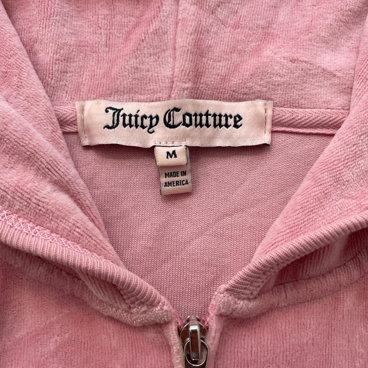 Juicy Couture Women Pink Velour Zip-Up Hoodie Loungewear Scottie Dog Logo Size M
