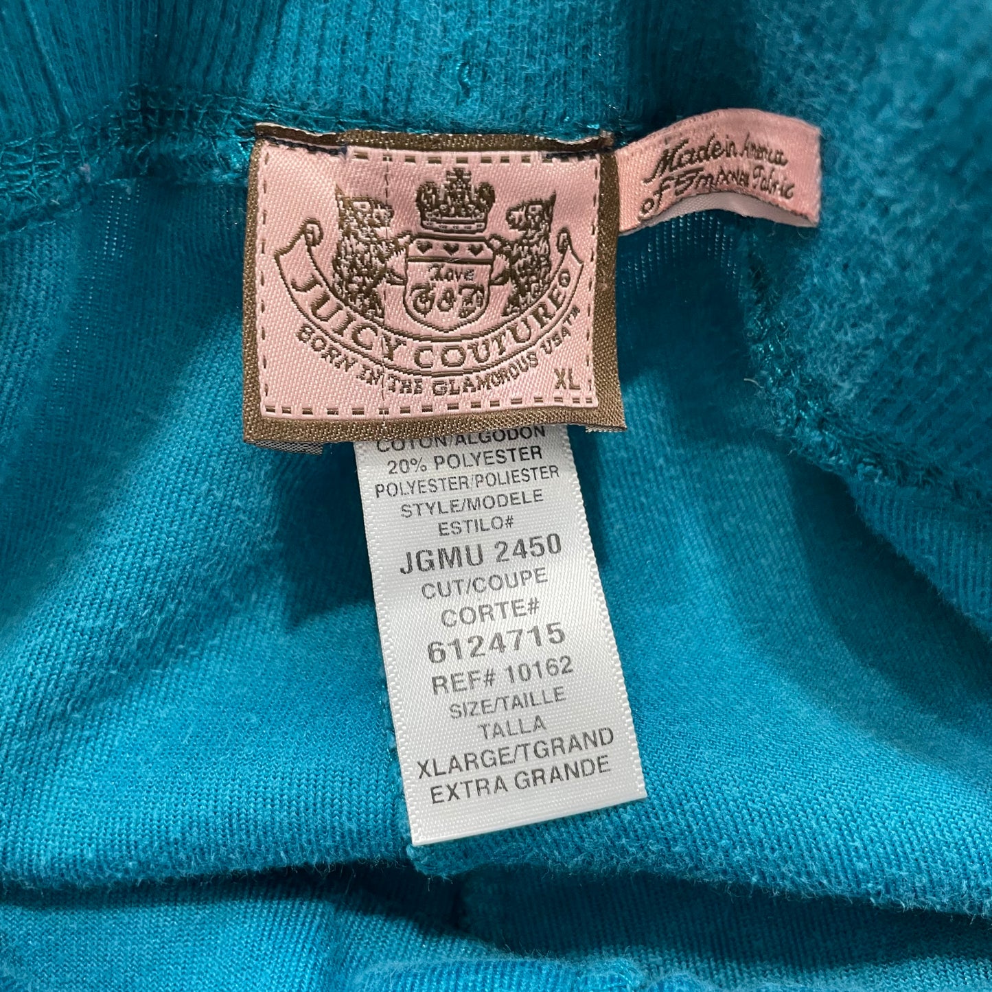 Juicy Couture Women's Teal Velour Flared Leg Track Pants Drawstring Y2K Size XL
