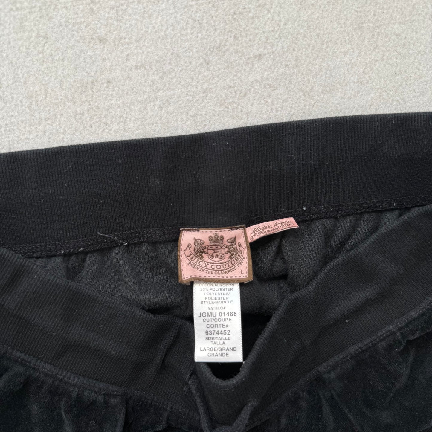 Vtg Juicy Couture Womens Black Velour Tracksuit Set Hoodie & Flare Pant Size M/L