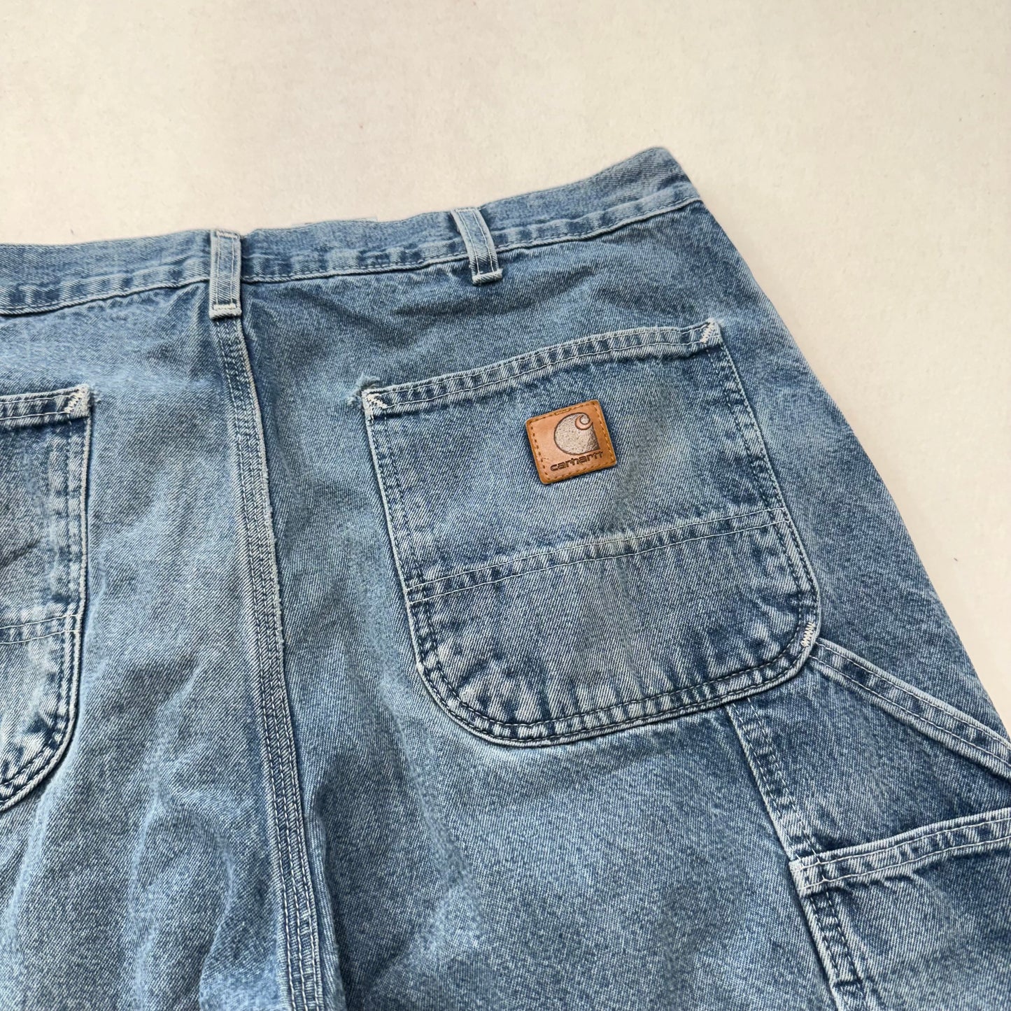 VTG Carhartt Men's Blue Denim Carpenter Jeans Dungaree Fit Pockets Size 35 x 32