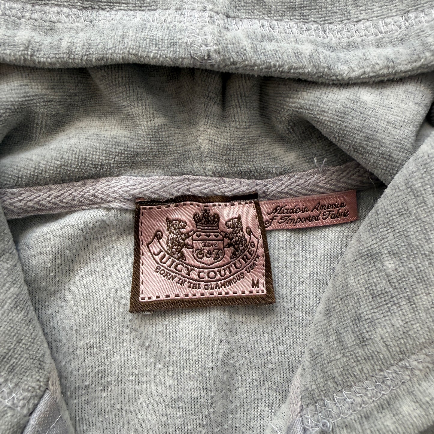 Juicy Couture Women's Grey Velour Long Sleeve Zip-Up Hoodie Pockets Y2K Size M