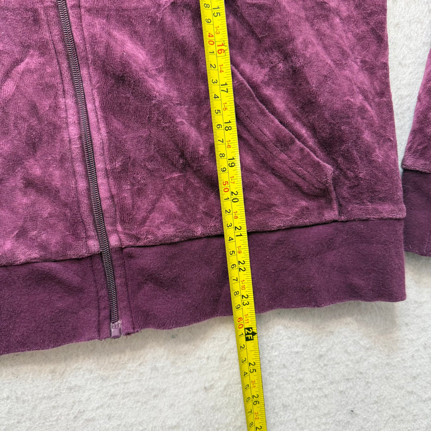 Juicy Couture Women's Deep Plum Velour Full Zip Hoodie Loungewear Preppy Size L