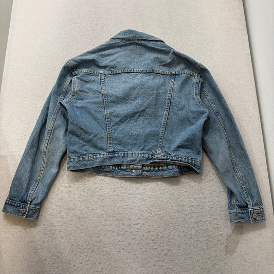 Old Navy Women's Blue Cropped Denim Jacket Long Sleeve Pockets Classic Size M