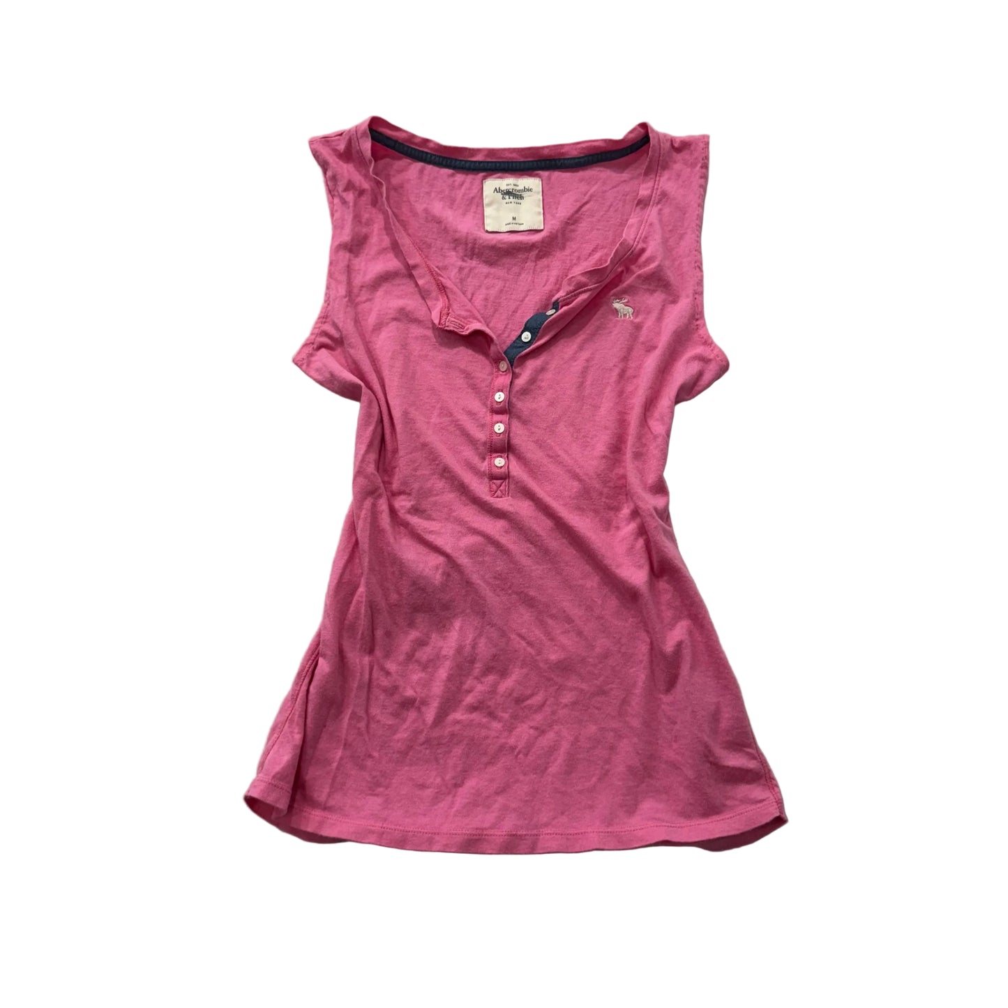 Abercrombie & Fitch Women's Rose Pink Cotton Henley Tank Top Sleeveless Size M