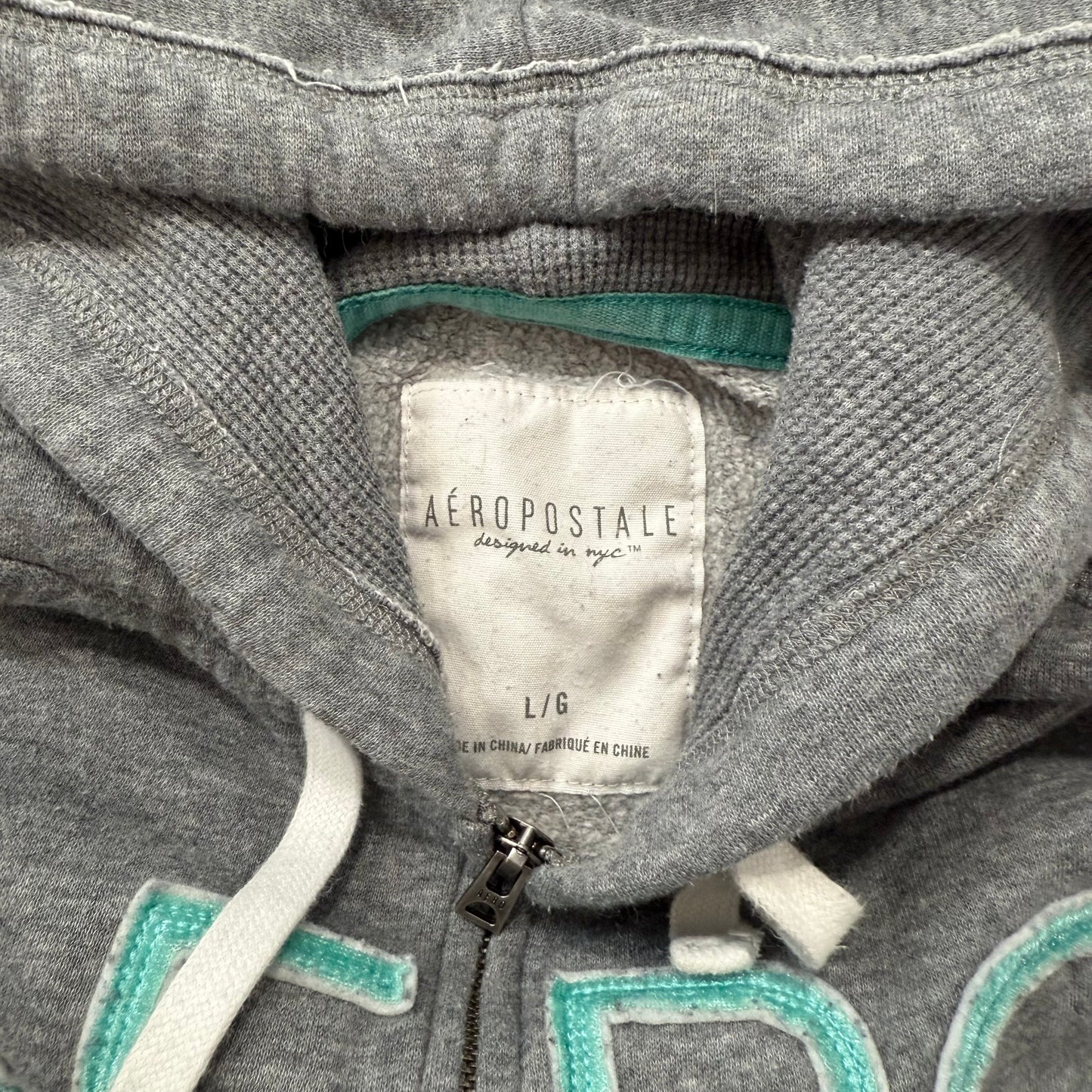 Aeropostale Eighty-Seven Womens Gray Zip-Up Hoodie Long Sleeve Streetwear Size L