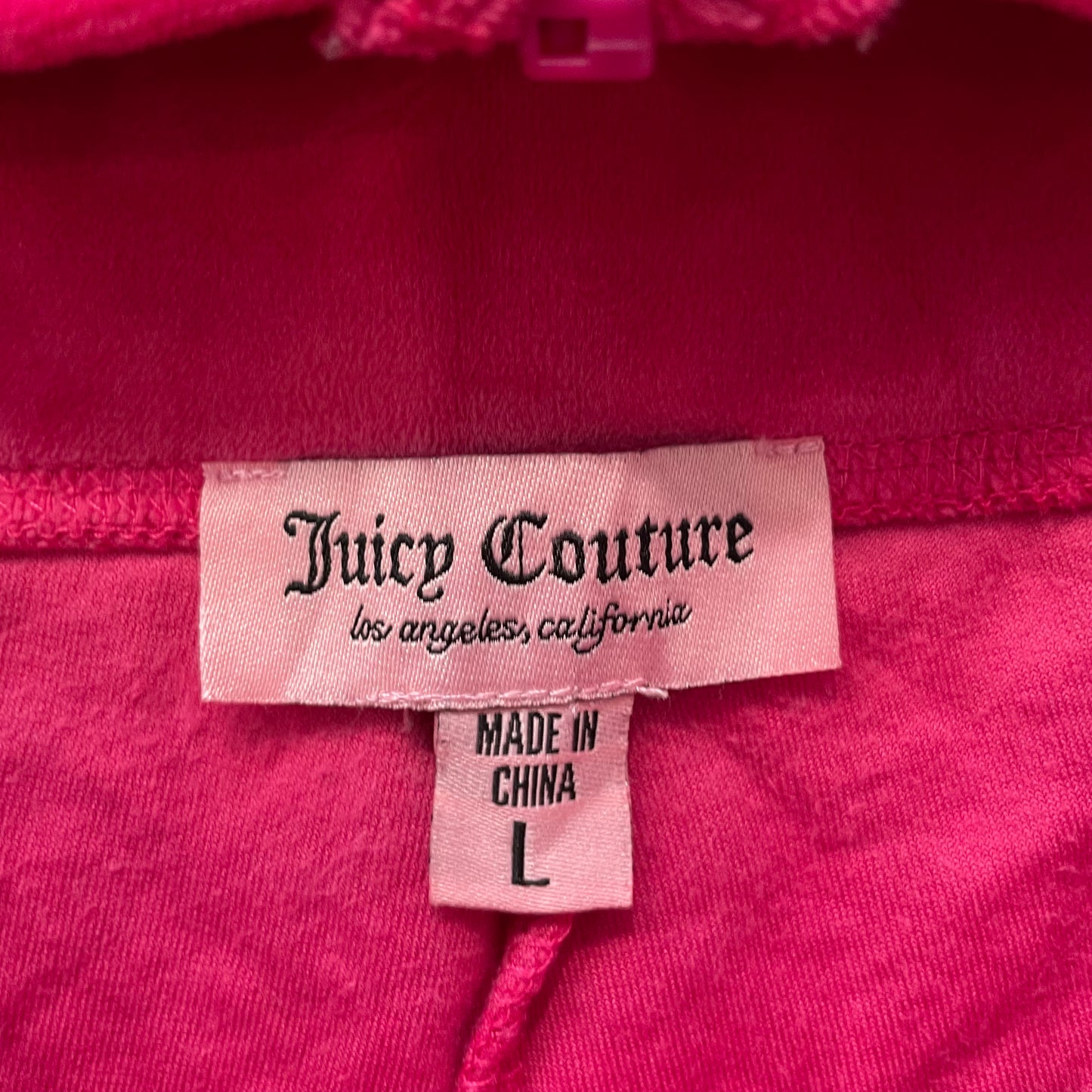 Juicy Couture Women's Hot Pink Velour Tracksuit Set Hoodie & Flared Pant Size L
