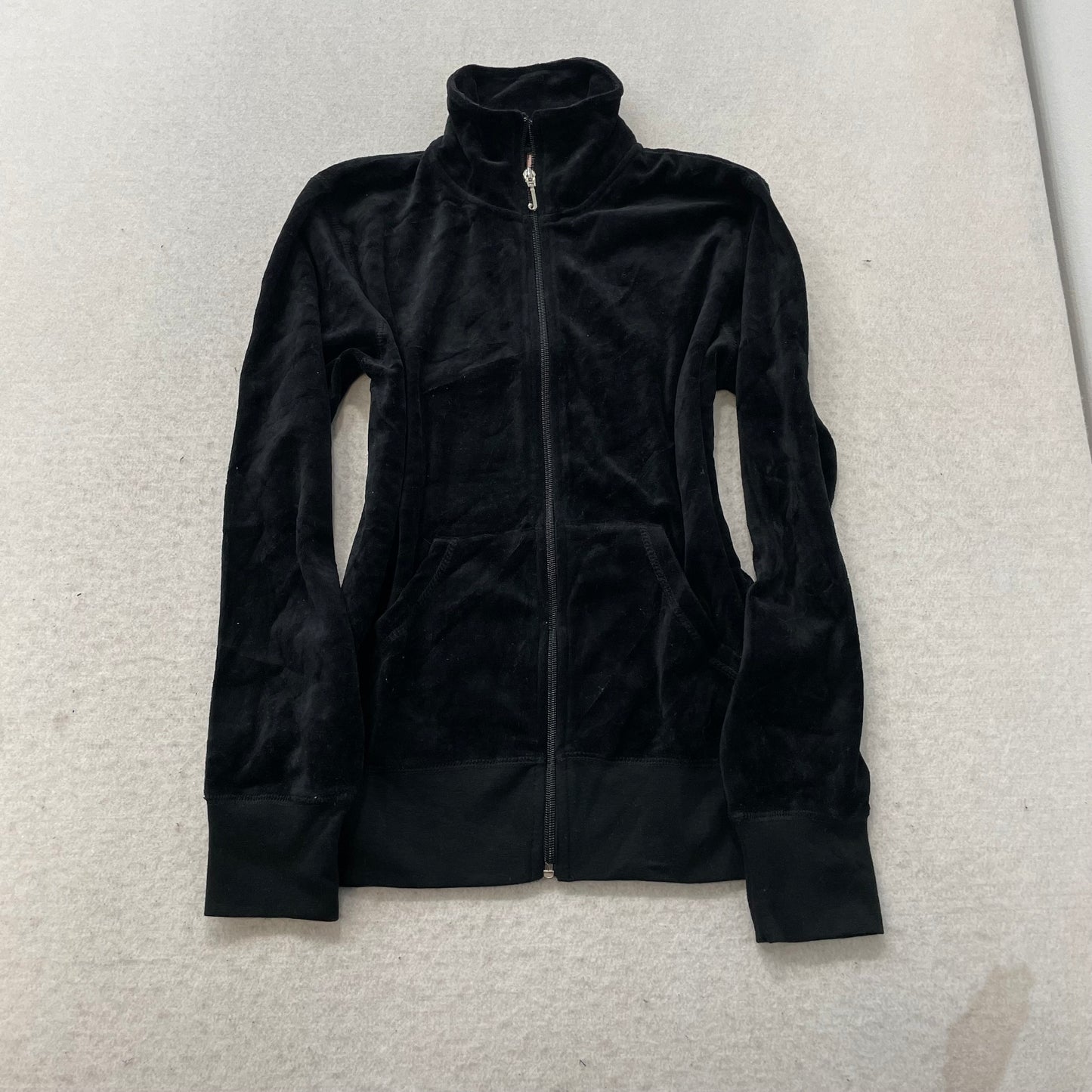 Vintage Juicy Couture Women's Black Velour Tracksuit Set Jacket & Pant Size M/S