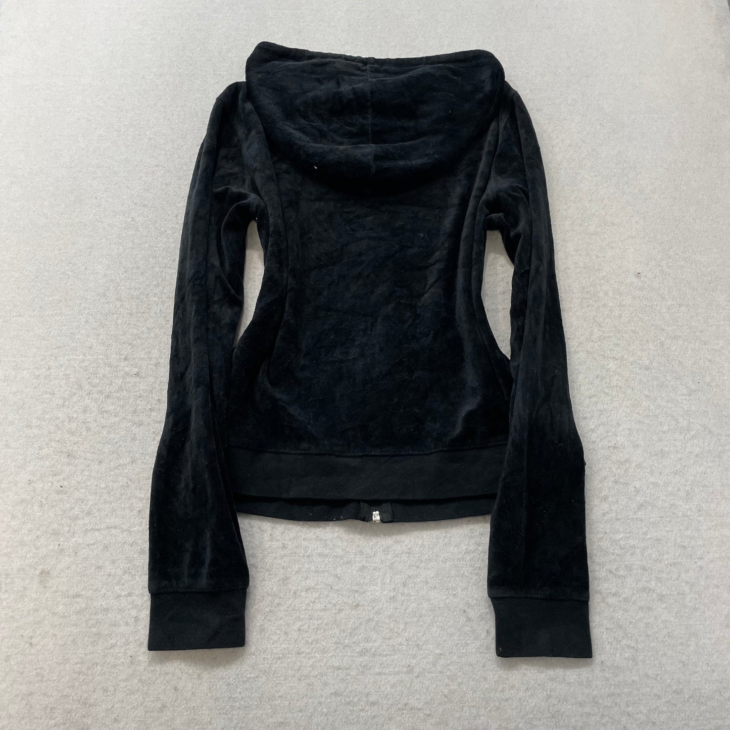 Vintage Juicy Couture Women's Black Velour Tracksuit Set Hoodie & Pant Size S