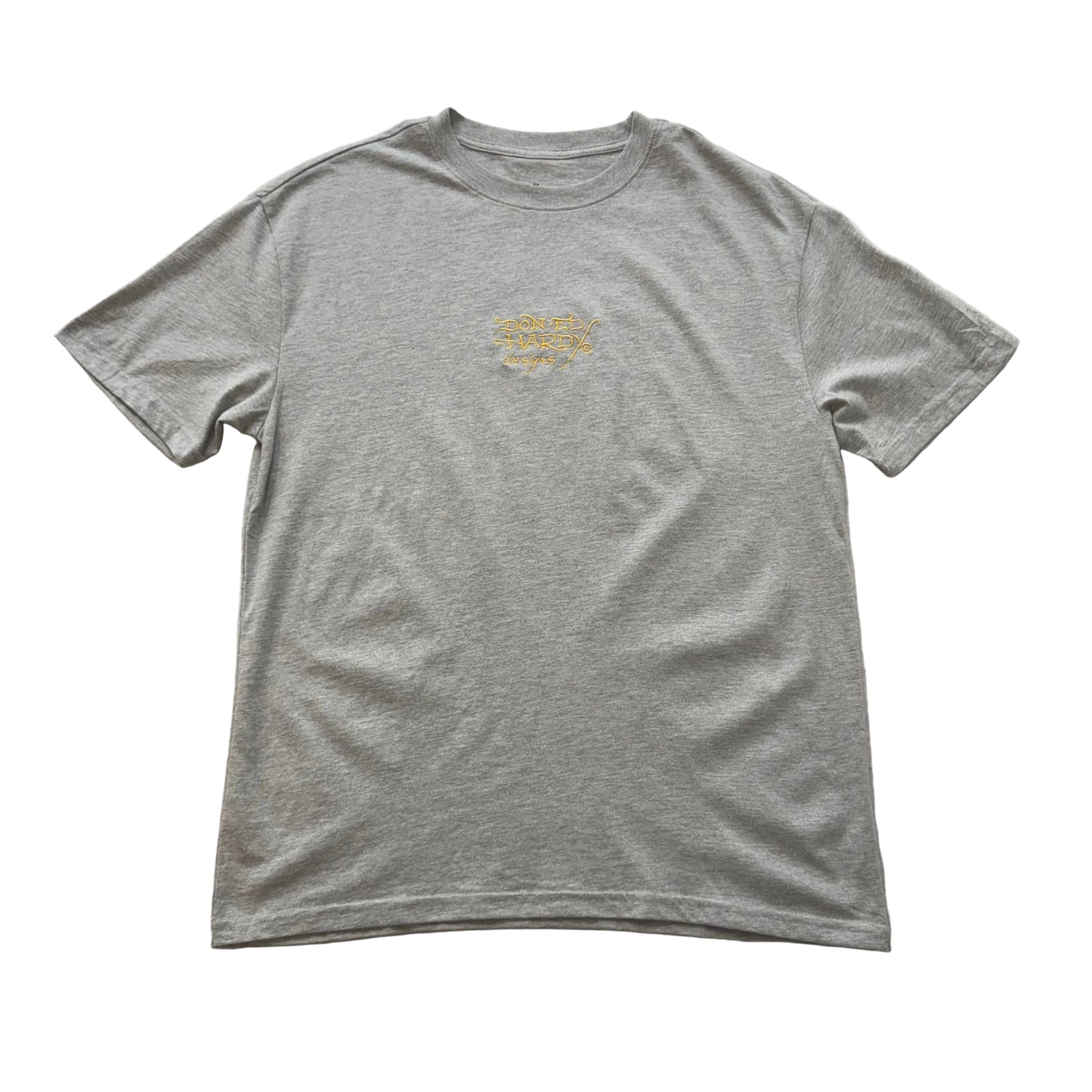 ED HARDY GOLD EMBROIDERED LOGO GRAY TEE