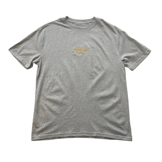 ED HARDY GOLD EMBROIDERED LOGO GRAY TEE
