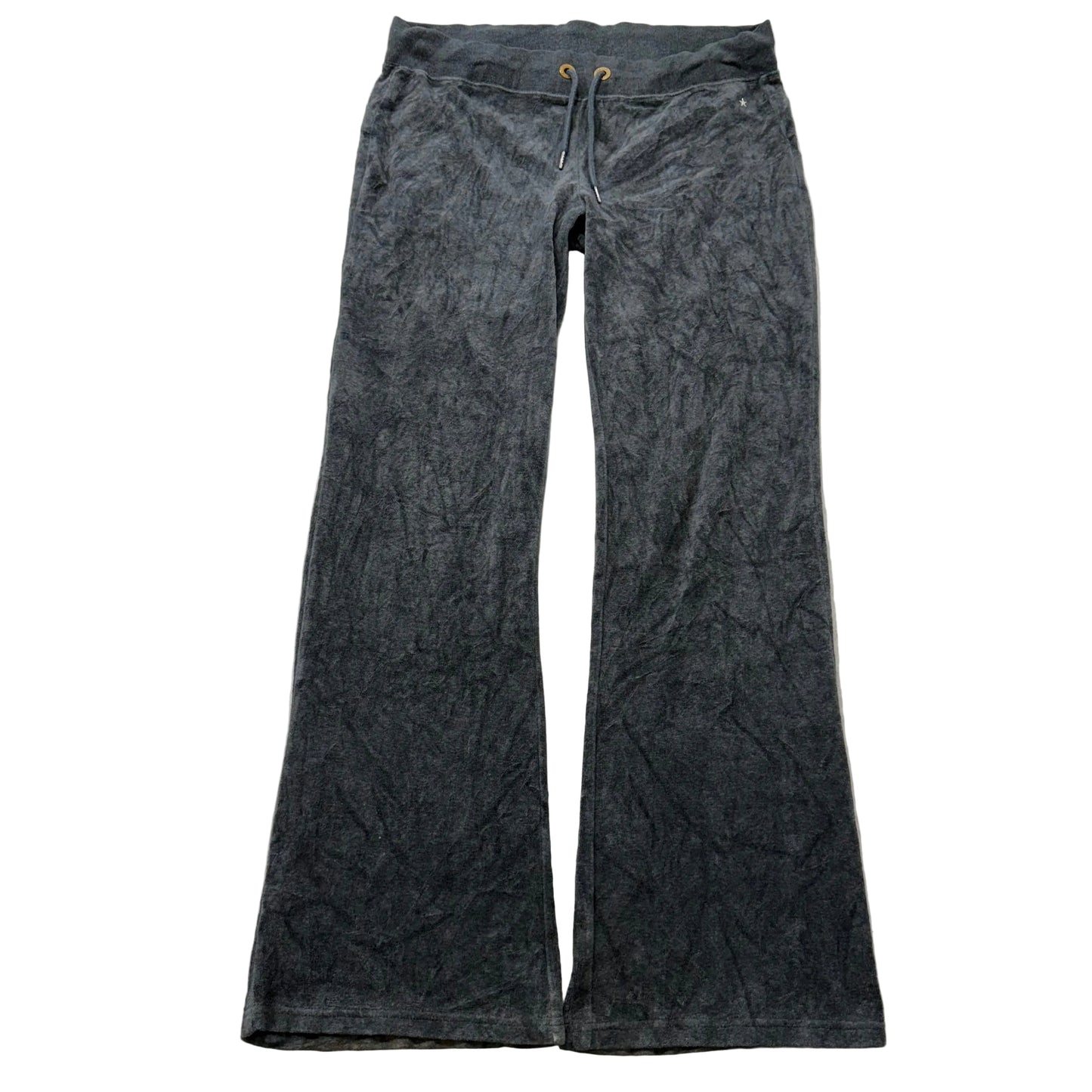 Bebe Women's Charcoal Gray Velour Flared Track Pant Loungewear Low Rise Size L