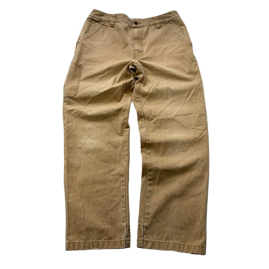 L.L.Bean Katahdin Iron Works Men's Tan Canvas Carpenter Pants Workwear Size 34